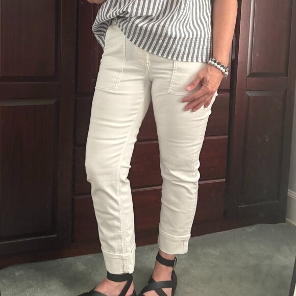 White Denim Straight Leg Easy Stretch Utility Jean - Picture 1 of 13